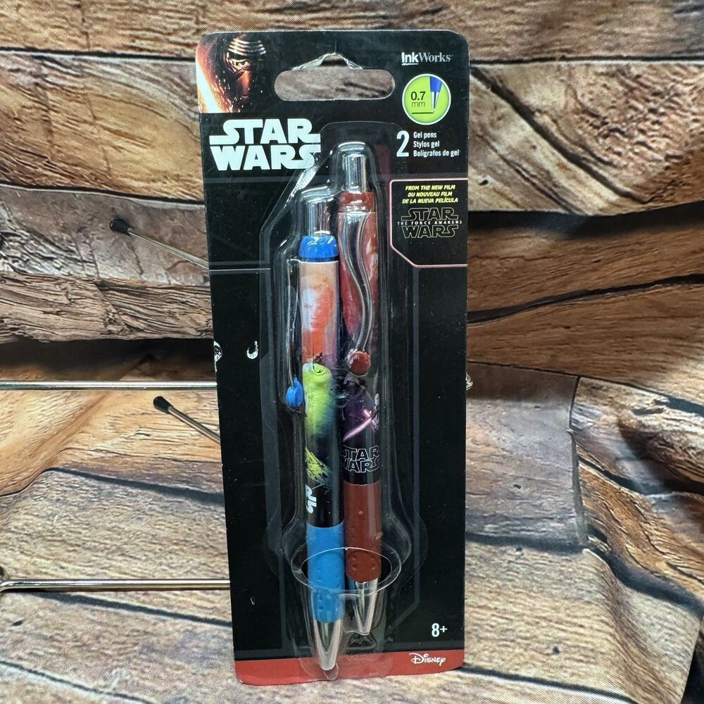 Star Wars InkWorks Gel Pens 2 Pack 0.7mm Kylo Ren Rey Force Awakens Disney NEW